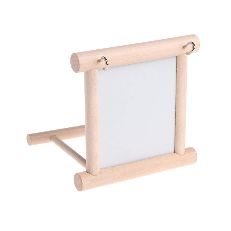 Litewoo Bird Mirror Wooden Hanging Swing Interactive Play Toys for Small Parrot Budgies Macaw African Grey Parakeet Cockatiel Conure Lovebird Cage Accessories (Bird Mirror Perch Stand-ONE) - Image 5